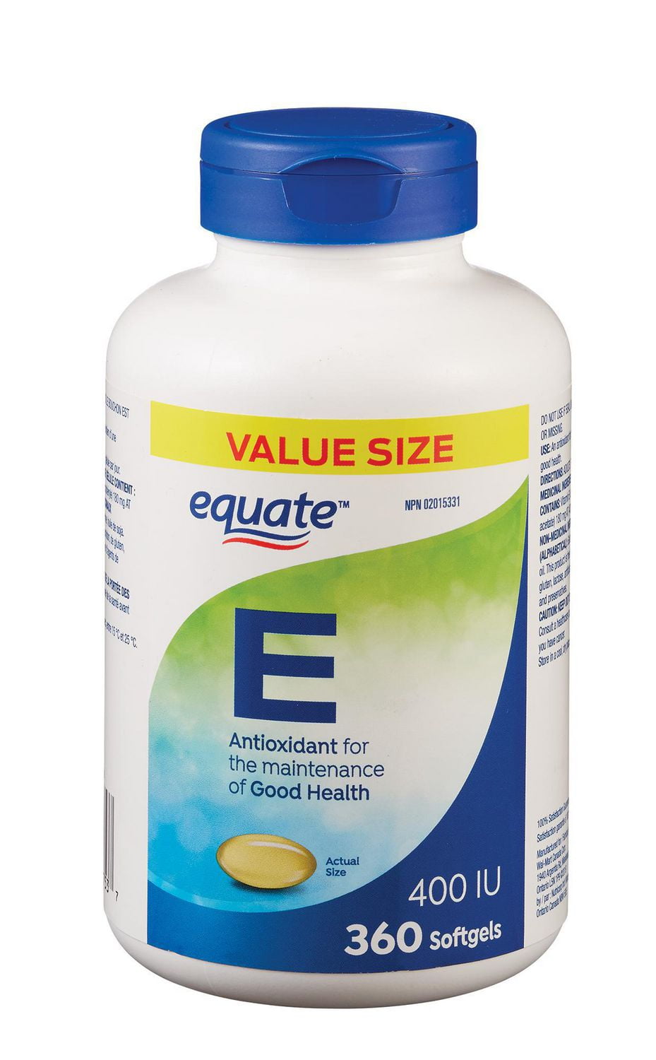 Equate Vitamine E 180 mg AT / 400 IU, paq .de 360 capsules