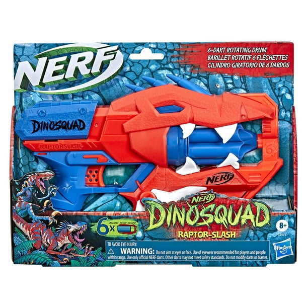 Nerf - dinosquad - blaster raptor-slash avec barillet rotatif 6 fléchettes  tir en rafale 6 fléchettes nerf vélociraptor - La Poste