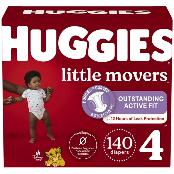 Couches pour bébés HUGGIES Little Movers, Emballage Econo Tailles: 3-7 | 156-80 Unités