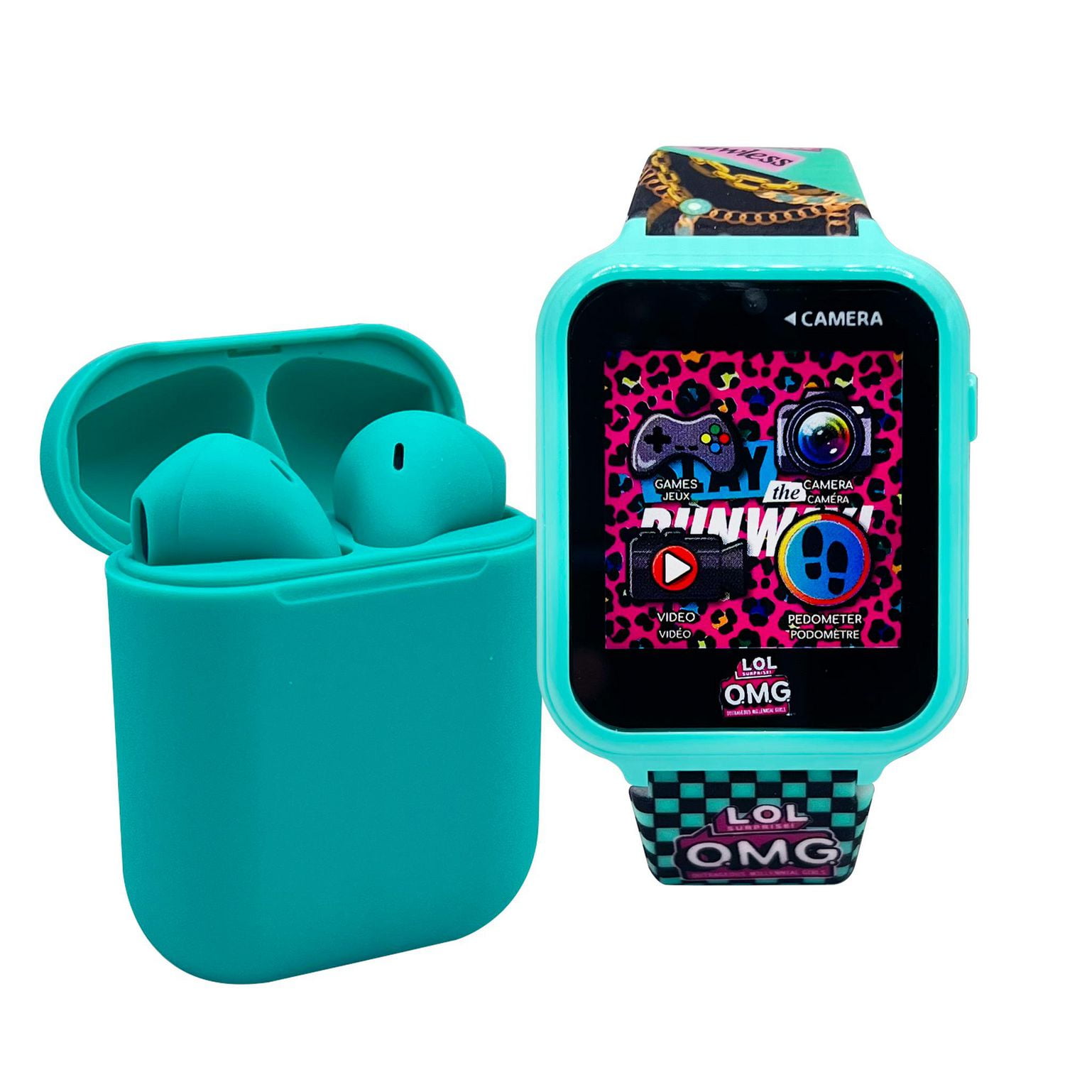 OMG Montre interactive à écran tactile avec un ensemble d'écouteurs assorti