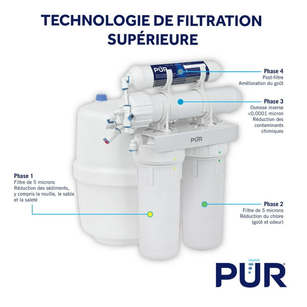 Système de filtration d'eau universel PUR à osmose inverse à 3 étapes à  connexion rapide pour installation sous l'évier 
