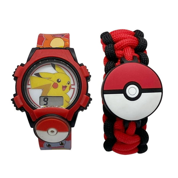 Montre Pokémon en caoutchouc laser numérique clignotant pour enfant avec bracelet à cordon