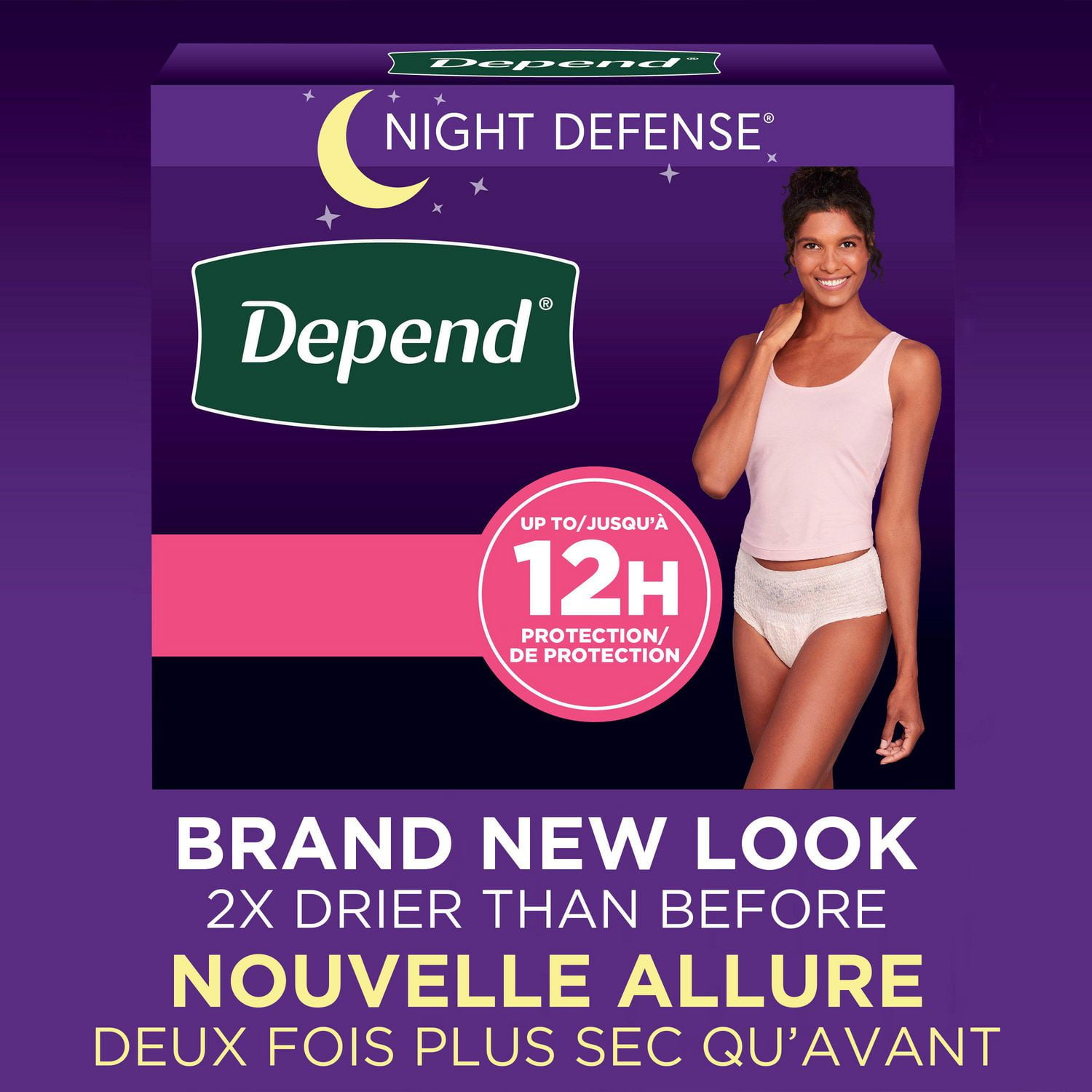 Depend Night Defense Adult Incontinence Underwear for Women, Overnight, S-XL, Blush,, DPND UW FEM S-XL, 20-26 Units