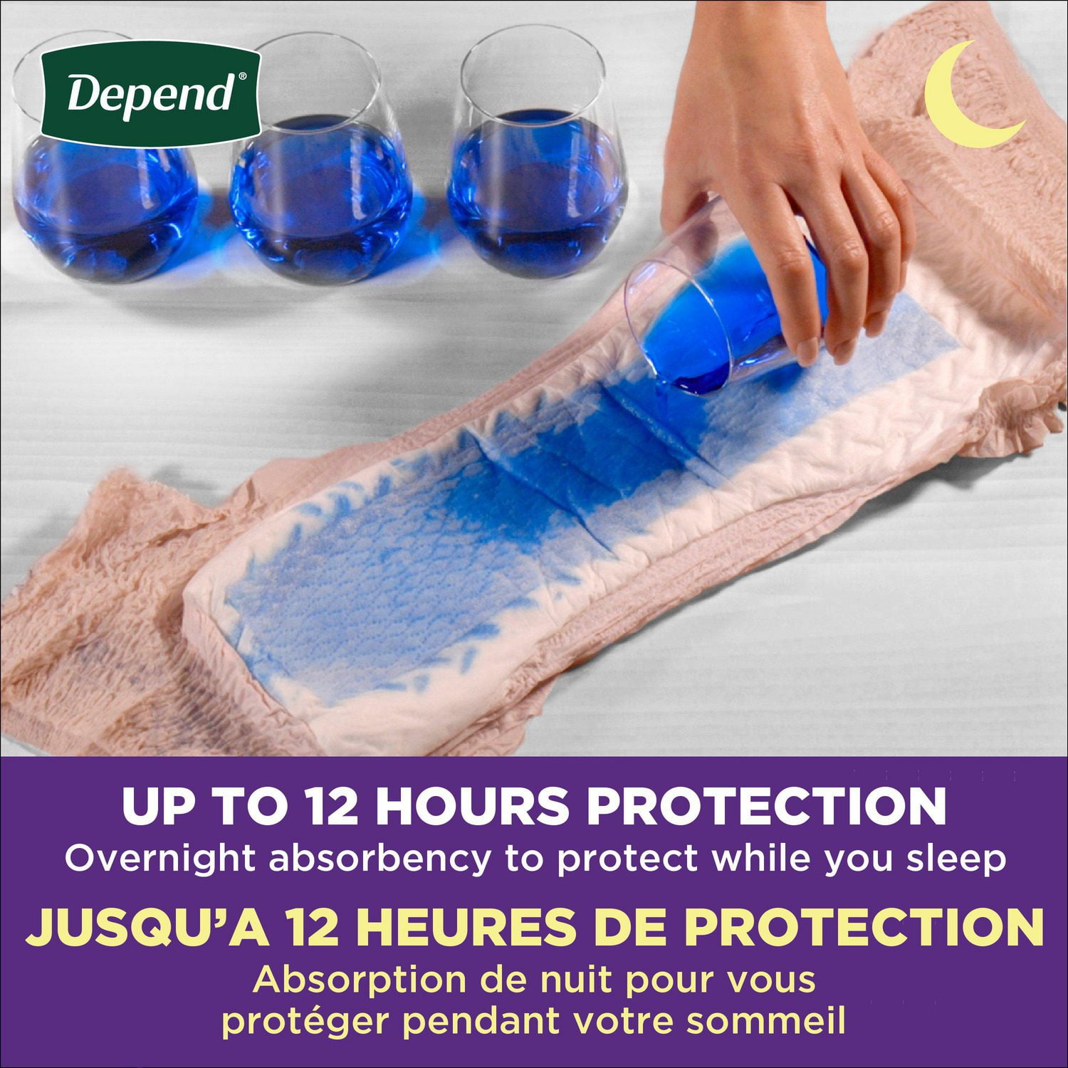 Depend Night Defense Adult Incontinence Underwear for Women, Overnight, S-XL, Blush,, DPND UW FEM S-XL, 20-26 Units