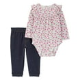 thumbnail image 1 of Carter's Child of Mine Baby Girls' Bodysuit Pant Set - Purple Floral, 1 of 3