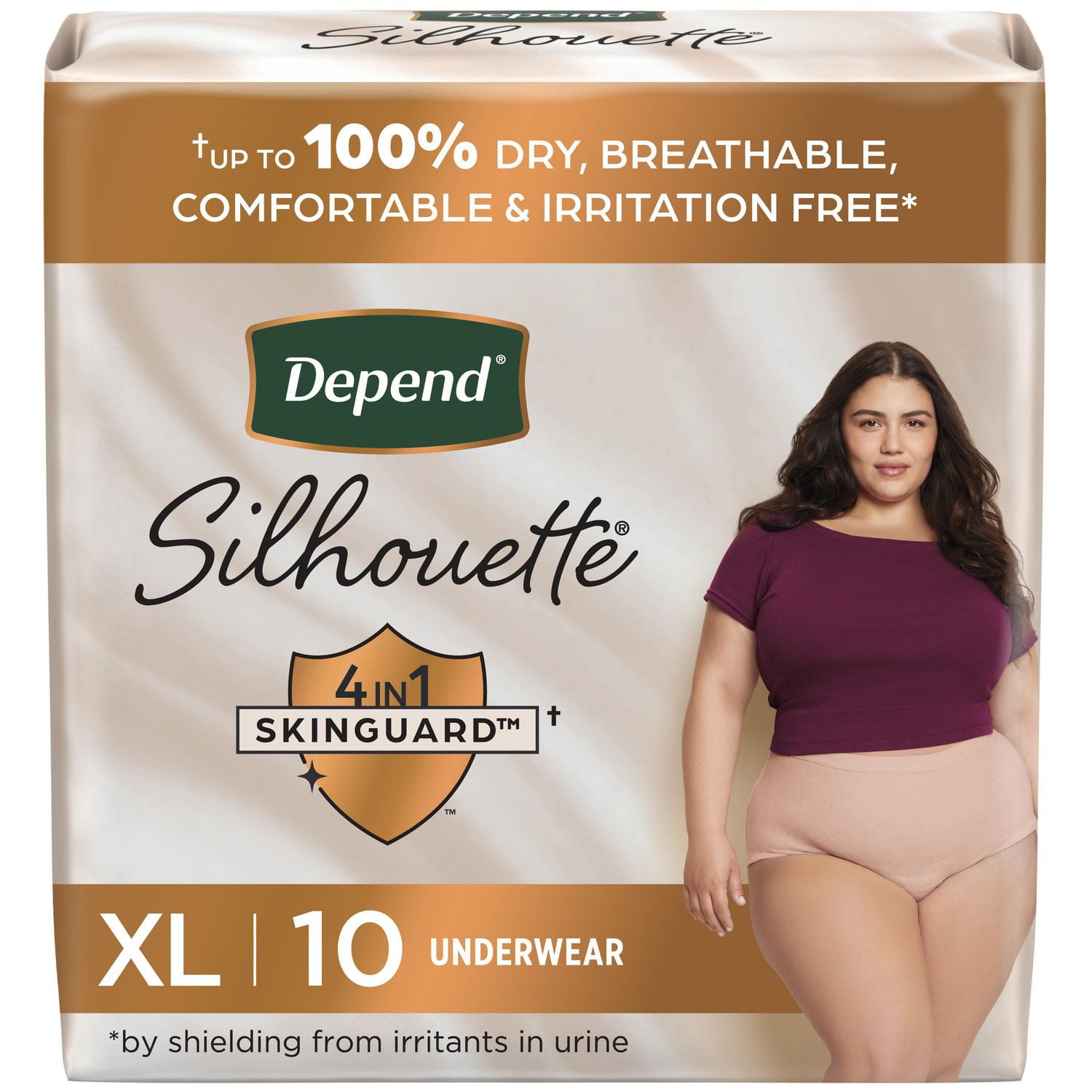 Depend Silhouette Adult Incontinence and Postpartum Underwear for Women, S-XL, Maximum Absorbency, Pink, 10-16 Count