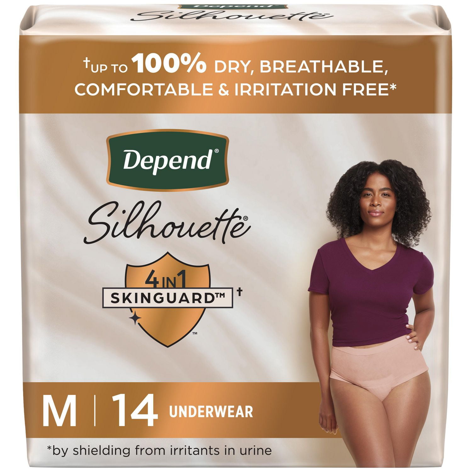 Sous-vêtements d’incontinence et de post-partum Depend Silhouette pour femmes adultes, P-TG, absorption maximale
