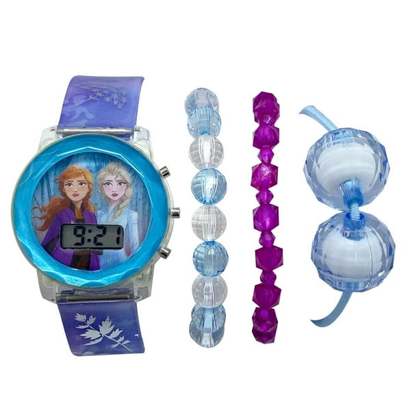 Montre à affichage numérique clignotant Disney Frozen 2 pour filles avec ensemble de bracelets