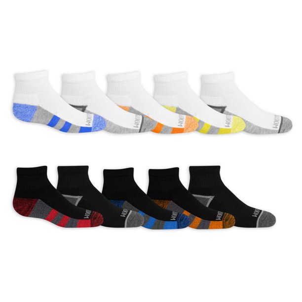 Fruit of the Loom Boys Ankle Quarter Socks -10 Pack - Size 9-2.5 ...