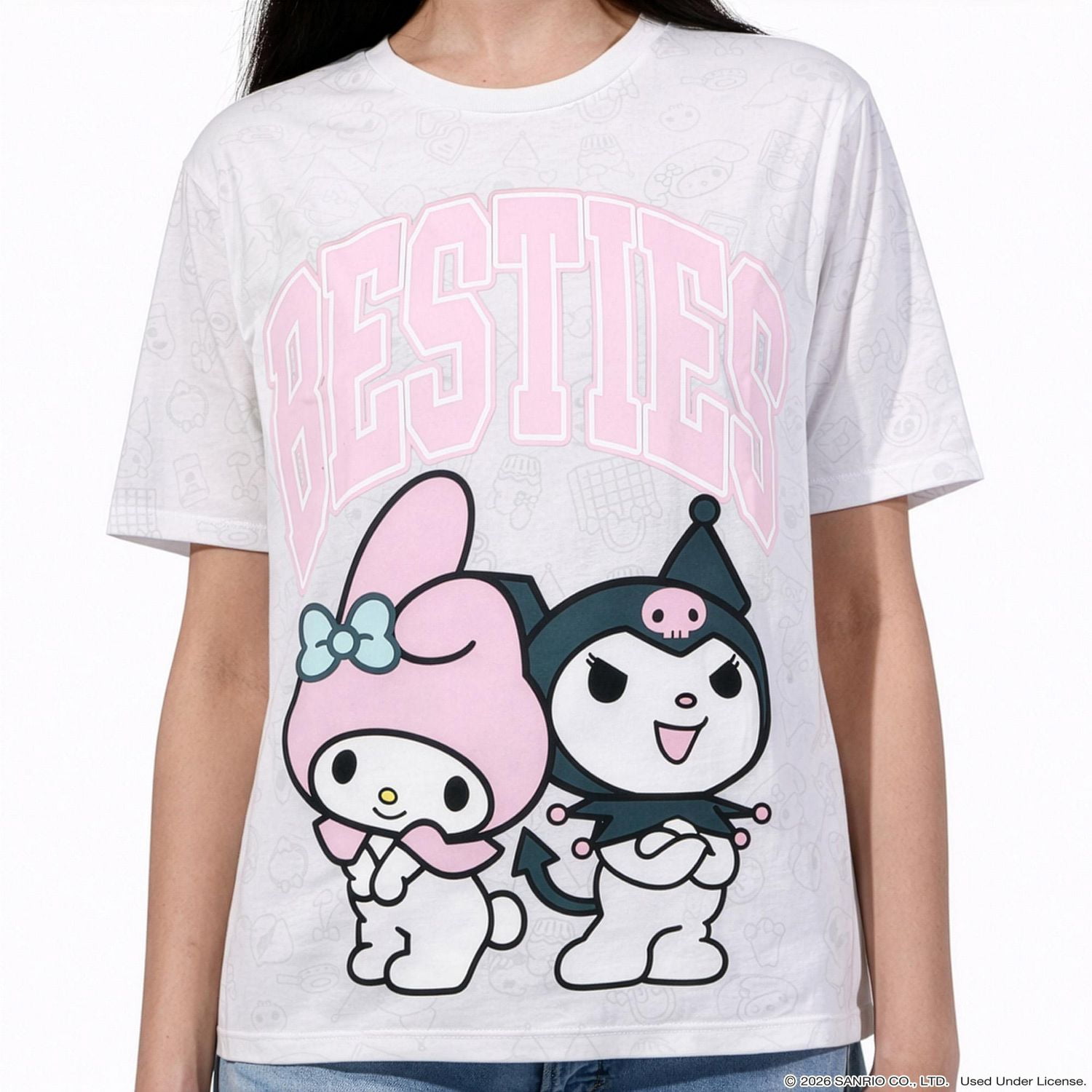 Hello Kitty And Friends Women's My Melody and Kuromi Besties Graphic T-Shirt - White
