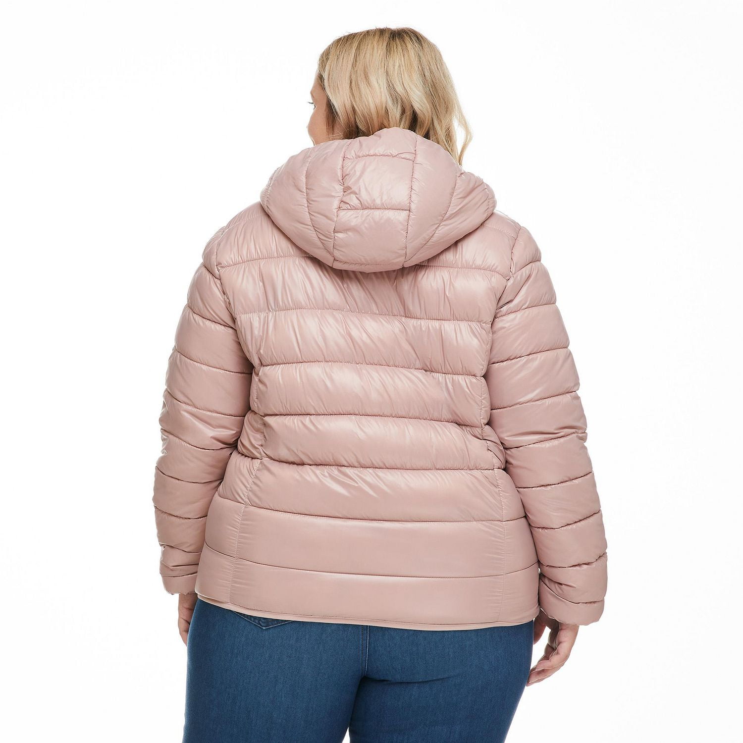 Pink puffer hot sale jacket women's