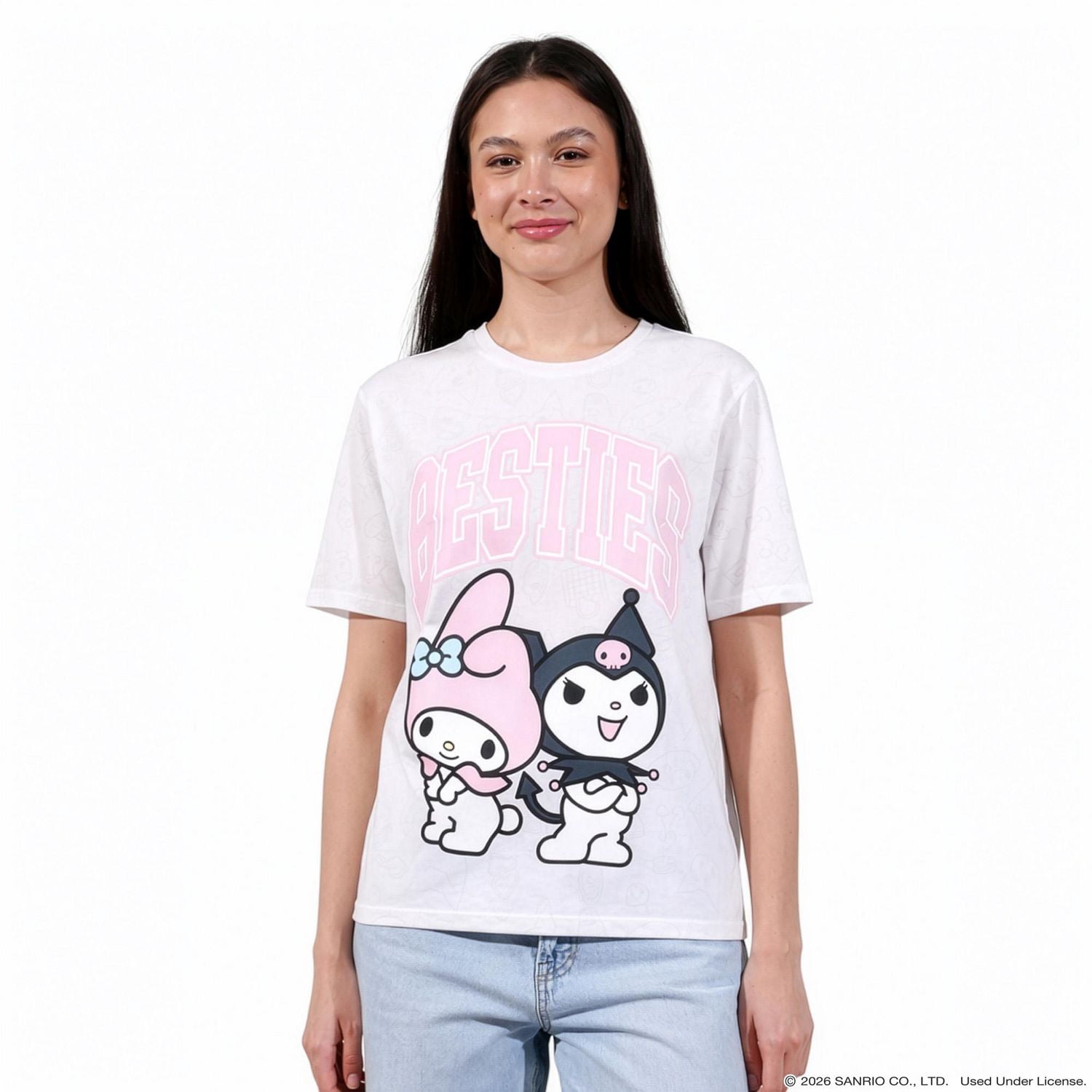 T-shirt Graphique Hello Kitty And Friends Pour Femmes My Melody et Kuromi Besties - Blanc