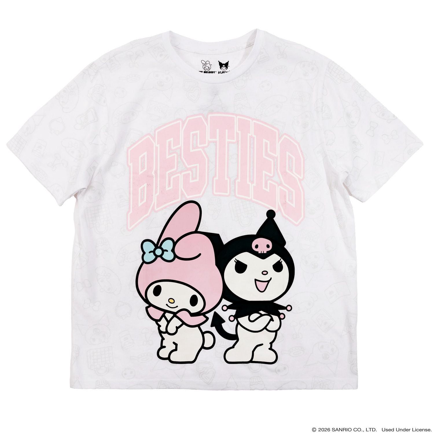 Hello Kitty And Friends Women's My Melody and Kuromi Besties Graphic T-Shirt - White