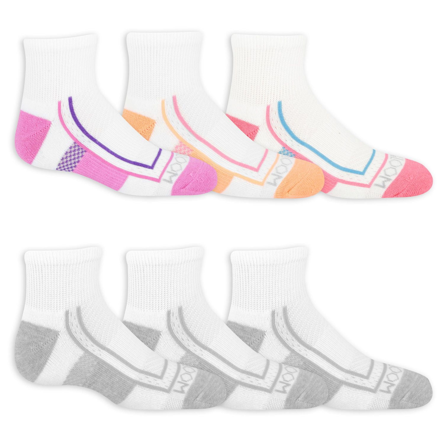 Fruit of the Loom Girls’ 6 Pair Sport Ankle Socks