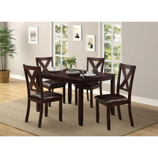 K-LIVING POPPY 5PCS SOLID WOOD DINING TABLE SET IN ESPRESSO (TABLE & 4 ...