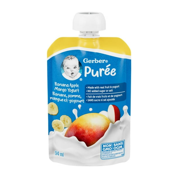 GERBER Banana Apple Mango Yogurt Purée, Made With Real Fruit and Yogurt