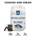 thumbnail image 2 of Revolution Nutrition, Iso Whey, Protein Powder 2LB, 100% Isolate Protein, 27 Servings, Lean Muscle Formula, Low Carb, Gluten Free, Cookies & Cream, 2 of 8