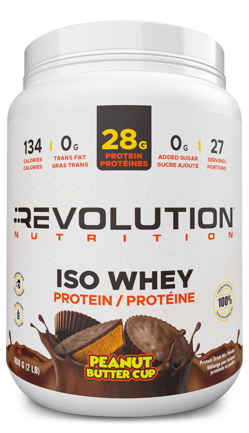Revolution Nutrition, Iso Whey, Protein Powder 2LB, 28g Protein per Scoop, 27 Servings, Lean Muscle Formula, Low Carb, Gluten Free, 908g, Peanut Butter Cup (2 Pounds)