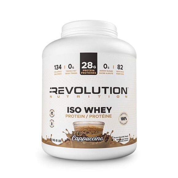 Revolution Nutrition, Iso Whey, Protein Powder 6LB, 100% Isolate Protein, 82 Servings, Lean Muscle Formula, Low Carb, Gluten Free, Iced Cappuccino
