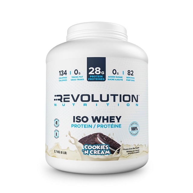 Revolution Nutrition, Iso Whey, Protein Powder 6LB, 100% Isolate Protein, 82 Servings, Lean Muscle Formula, Low Carb, Gluten Free, Cookies & Cream