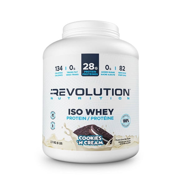 Revolution Nutrition, Iso Whey, Protein Powder 6LB, 100% Isolate Protein, 82 Servings, Lean Muscle Formula, Low Carb, Gluten Free, Cookies & Cream
