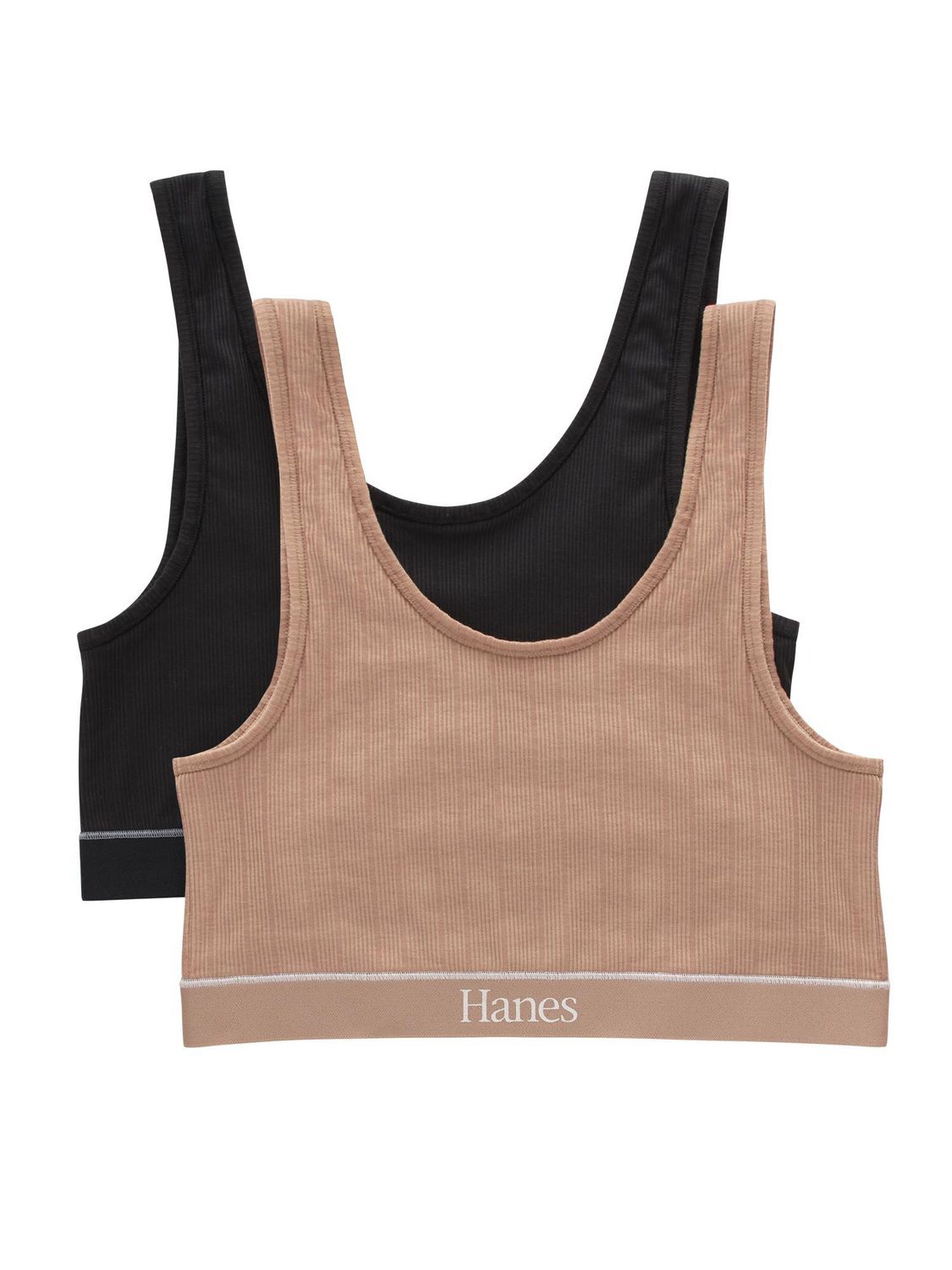 Hanes Women's Originals Racerback Top, Cropped Tank with Built-in Bra,  2-Pack, Black/Black/Black, X-Small at  Women's Clothing store