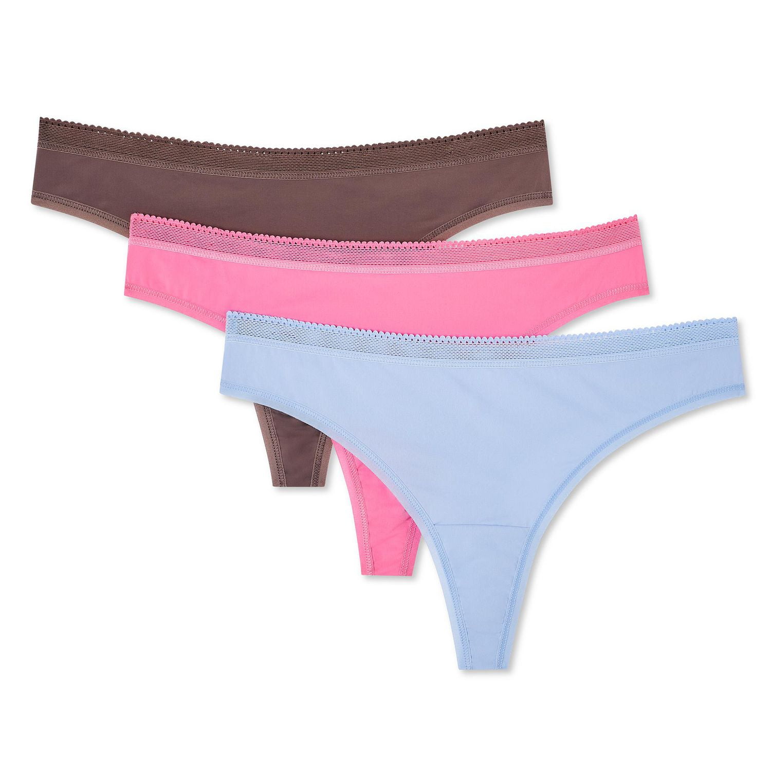 George Women's Basic Microfibre Thongs 3-Pack, Sizes S-XL