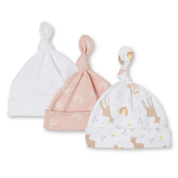 George Baby Girls' Layette Knotted Hat 3-Pack