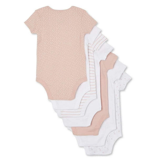 George Baby Girls' Layette Short Sleeve Bodysuits 7-Pack 