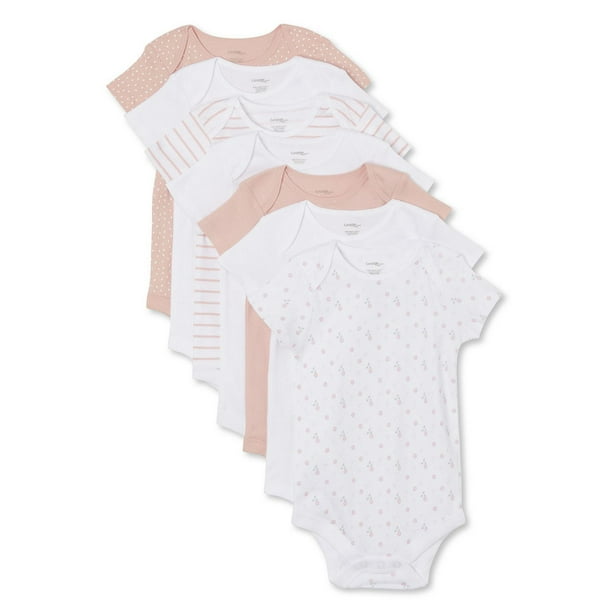 George Baby Girls' Layette Short Sleeve Bodysuits 7-Pack