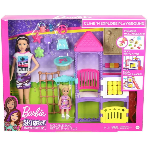 Barbie Coffret Barbie Skipper Baby-Sitter Château Gonflable avec