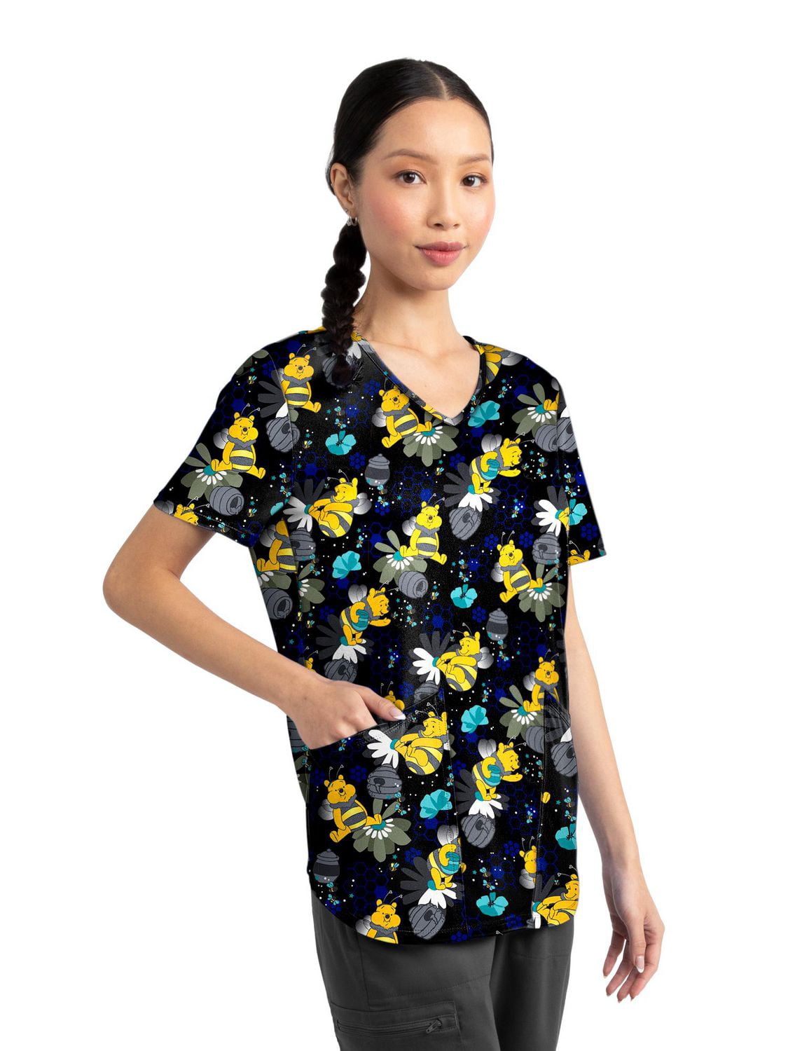 Blouse médicale imprimée Cute As Can Be de la collection Fashion Scrubstar pour femmes, à encolure en V, tailles XS–3XL