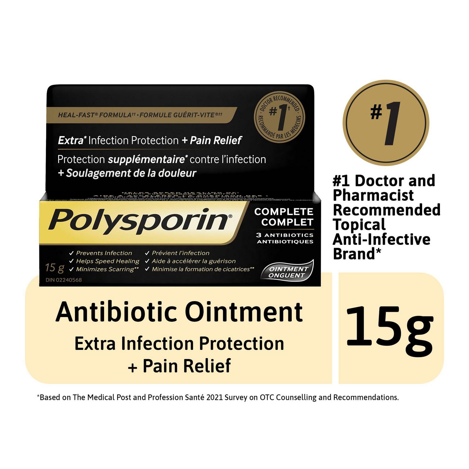 Polysporin Complete Antibiotic Ointment, 15 g