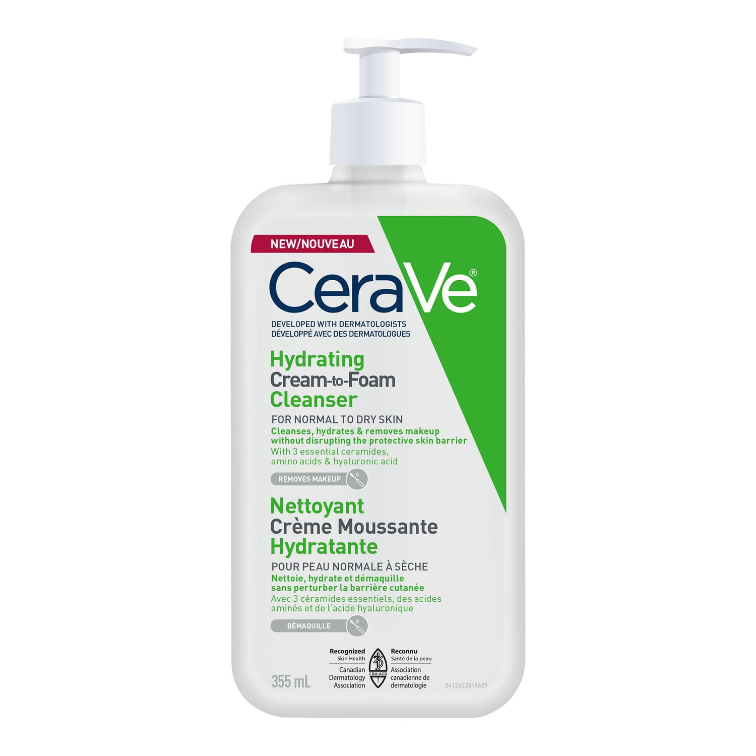 CeraVe Hydrating Cream-to-Foam Cleanser | Makeup Remover and Face Wash ...