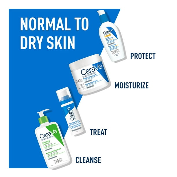 CeraVe Moisturizing Cream Hydratant quotidien pour le visage et le corps  pour la peau sèche avec de l'acide hyaluronique et 3 céramides | Sans  parfum