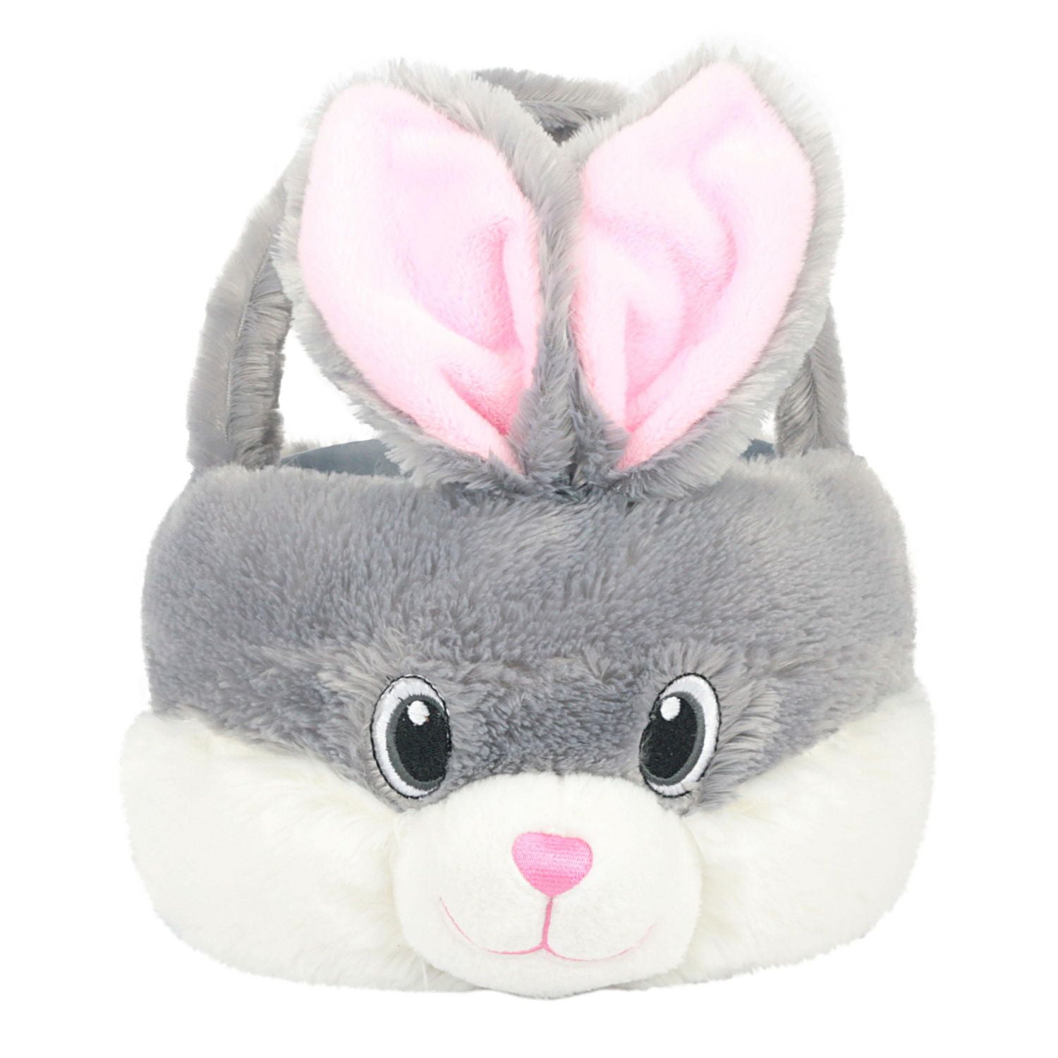 Way To Celebrate Easter Plush Chubby Cheek Easter Basket, Gray Bunny