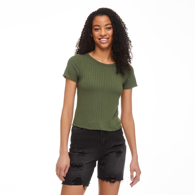 No Boundaries Women's Short Sleeve Baby Tee