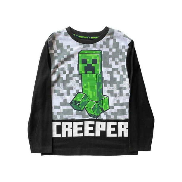Minecraft Steve & Creeper Long Sleeve Youth Black Hooded Sweatshirt-Small