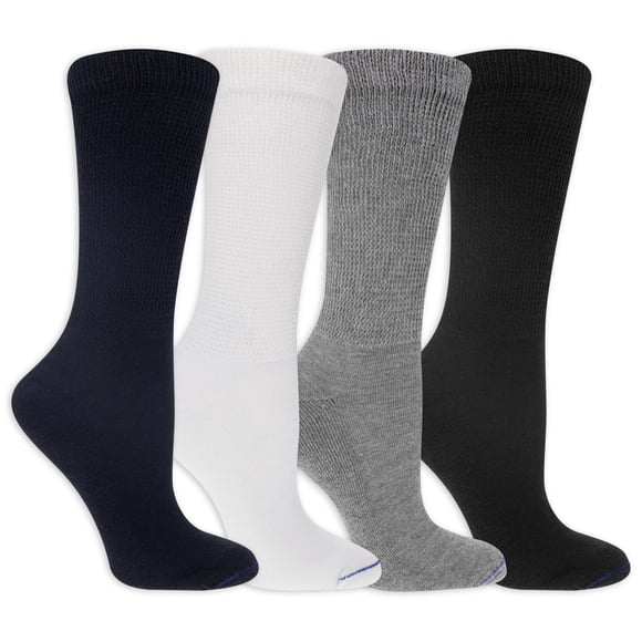 Dr. Scholl's Women's Cushioned Diabetic and Circulatory Crew Socks - 4 Pair Pack
