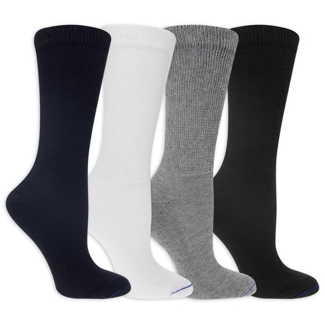 Dr. Scholl's Women's Cushioned Diabetic and Circulatory Crew Socks - 4 Pair Pack