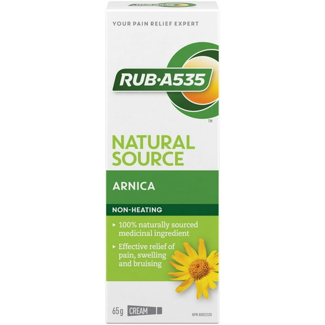 Crème Arnica Rub A535 Natural Source - Soulagement efficace de la douleur, Arnica 100% d'origine naturelle, 65g