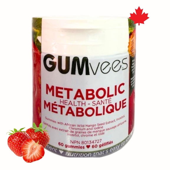 GUMvees Metabolic Health Gummies, African wild mango extract, Chromium, Myo-Inositol and Vitamin Supplement for Metabolic Support, Made in Canada with Local Ingredients