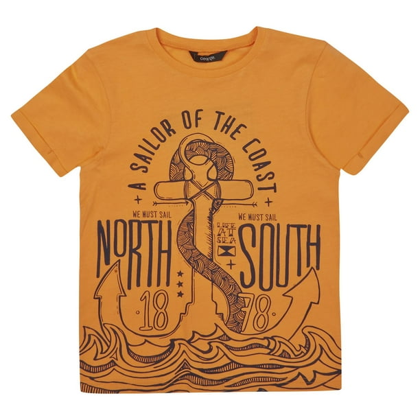 T-shirt orange à imprimé nautique George British Design pour garçons