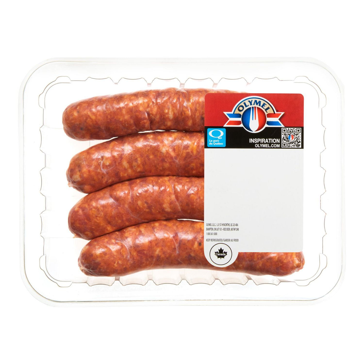Olymel Hot Italian Pork Dinner Sausage, 4 sausages, 450 g