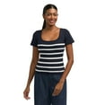 thumbnail image 1 of Mexx Women’s Striped Square Neck Ribbed Shirt, 1 of 5