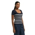 thumbnail image 2 of Mexx Women’s Striped Square Neck Ribbed Shirt, 2 of 5