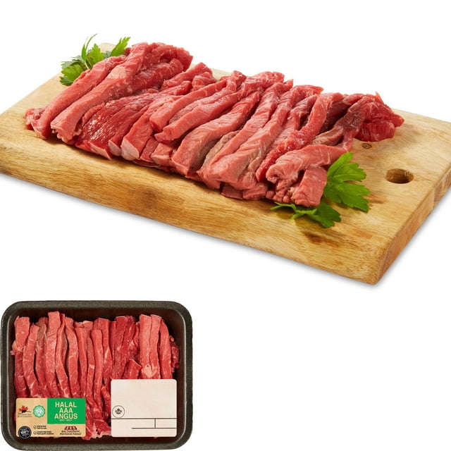 Halal Beef Stir Fry Strips, Your Fresh Market, Approx. 400-500g, AAA Angus Beef, 0.40 - 0.58 KG