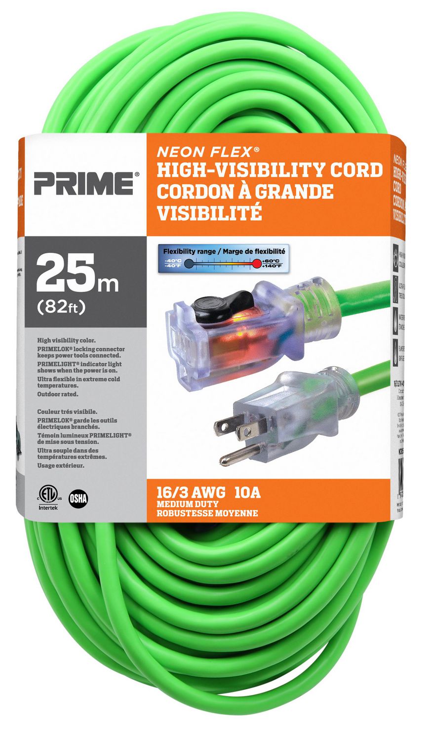 Prime Wire  Cable Neon Flex 25m Extension Cord, 25m (82ft) 16/3 medium duty 