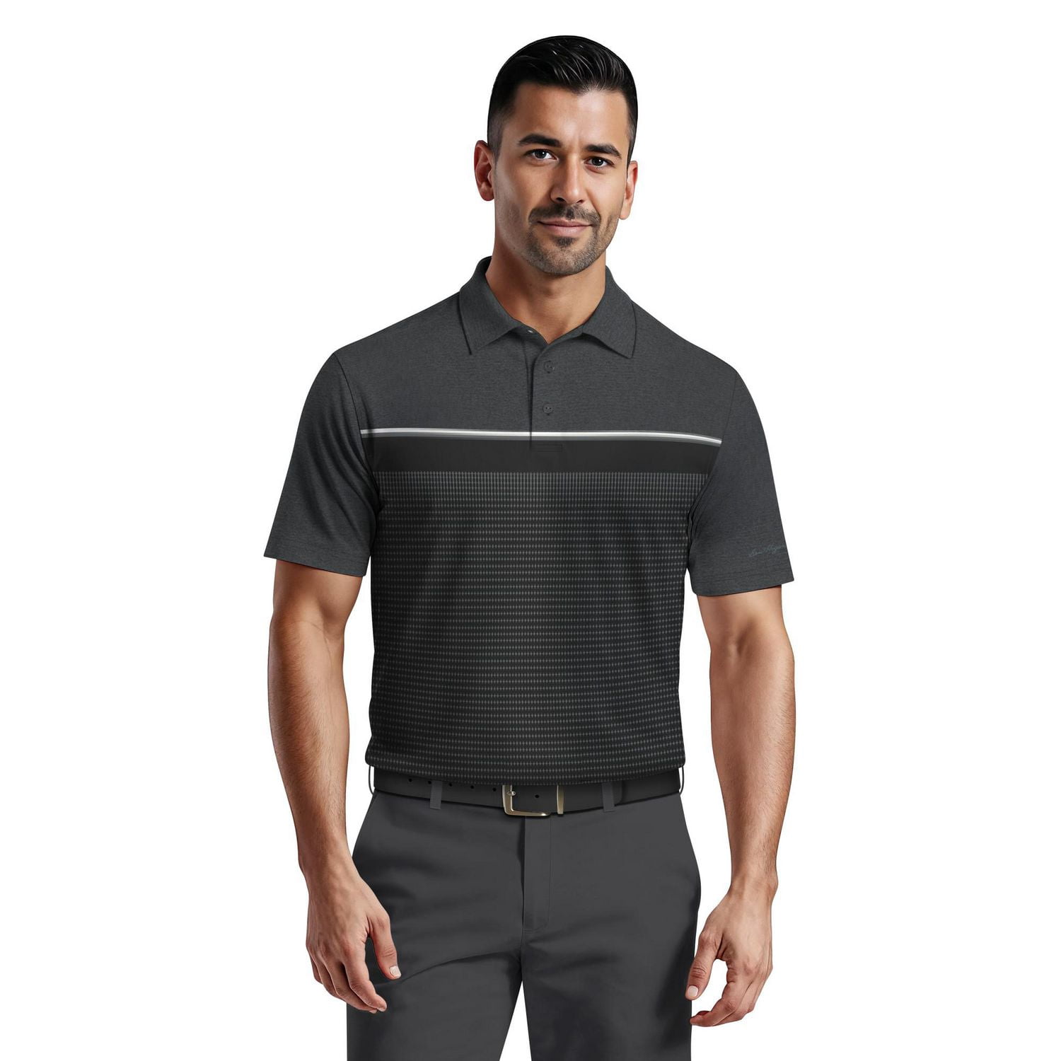 Ben Hogan Performance Men's Printed Panel Short Sleeve Golf Polo Shirt