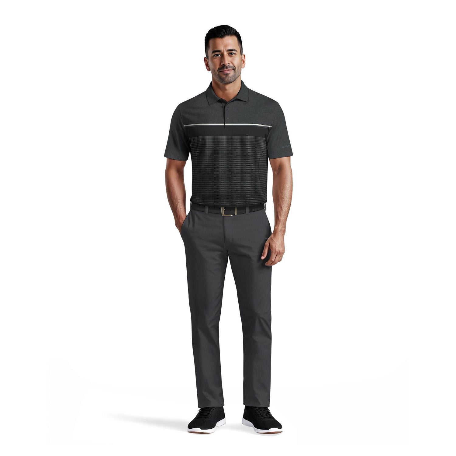 Ben Hogan Performance Men's Printed Panel Short Sleeve Golf Polo Shirt